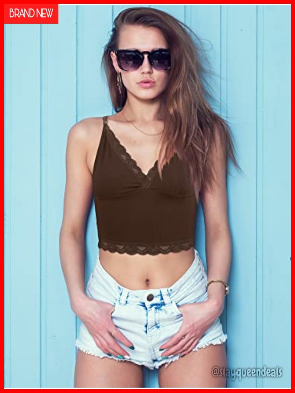 4 Pc Sleeveless Lace Trim V Neck Crop Tank Tops Spaghetti Strap Camisole - Picture 4 of 5